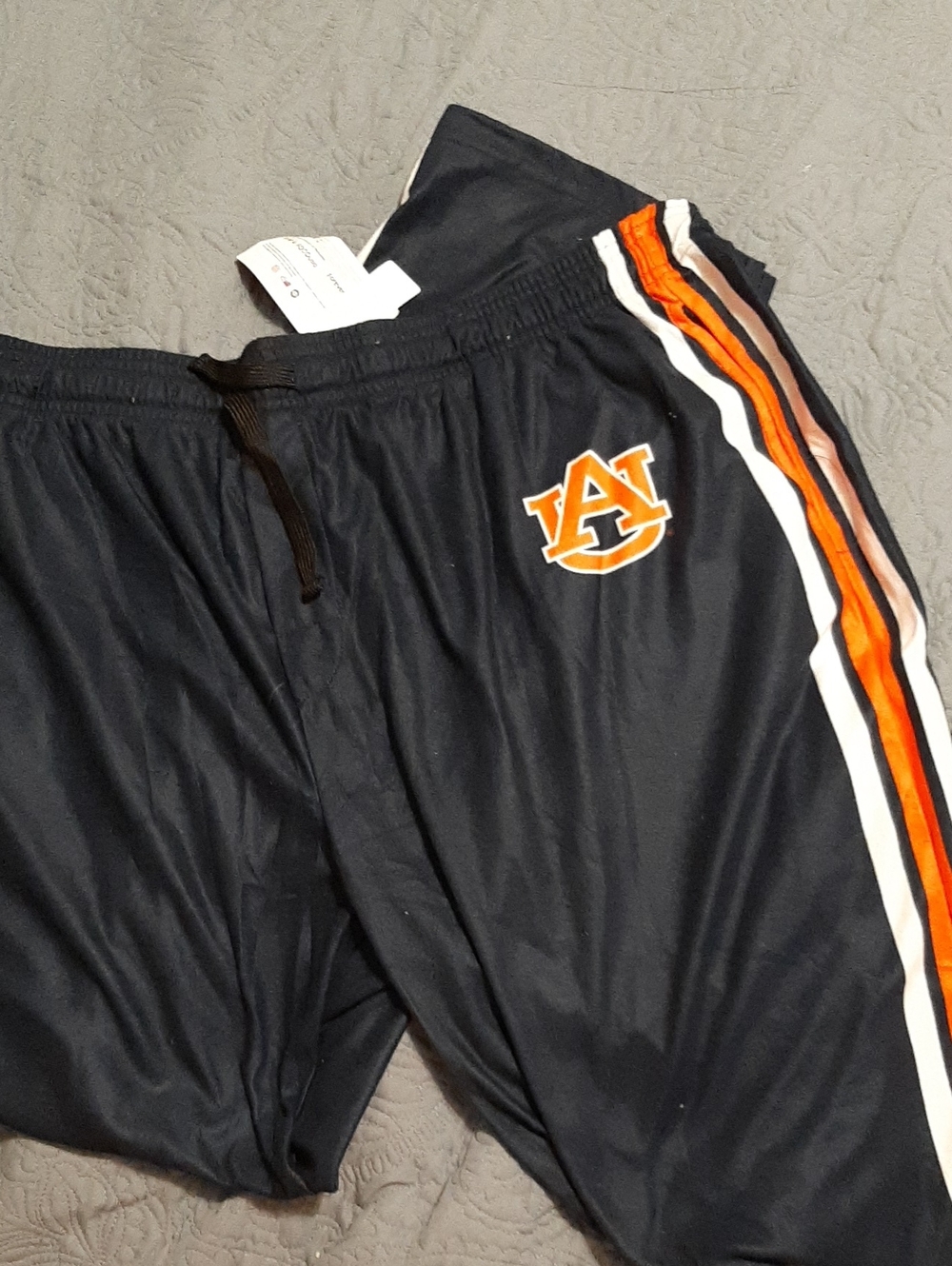 Auburn Tigers 2XL Navy Athletic Pants with Orange & White Stripes & Auburn Logo!